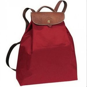 Red Longchamp Le Pliage Backpack